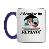 I'd Rather Be Flying - Women - Contrast Coffee Mug - white/cobalt blue