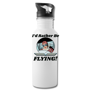I'd Rather Be Flying - Women - Water Bottle - white