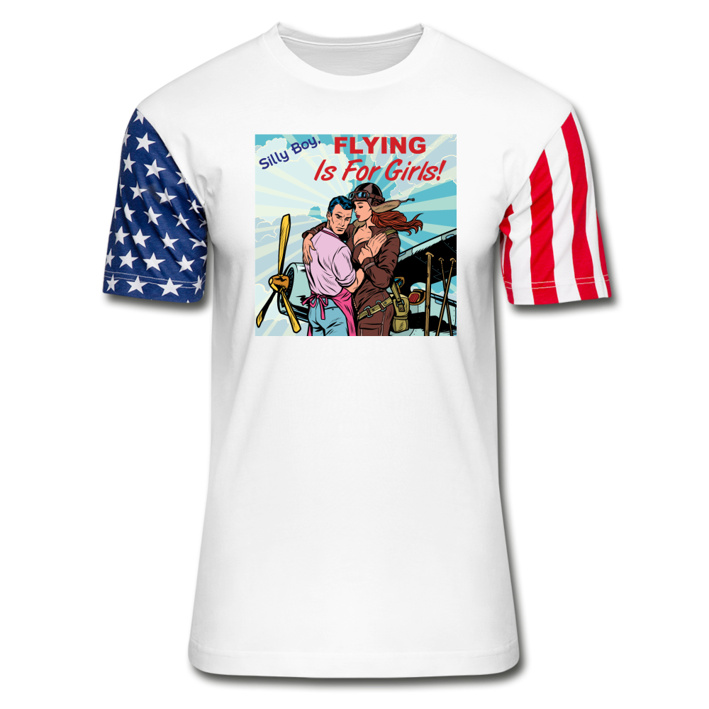 Flying Is For Girls - Stars & Stripes T-Shirt - white