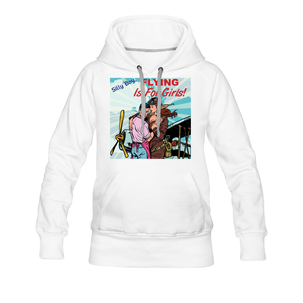 Flying Is For Girls - Women’s Premium Hoodie - white