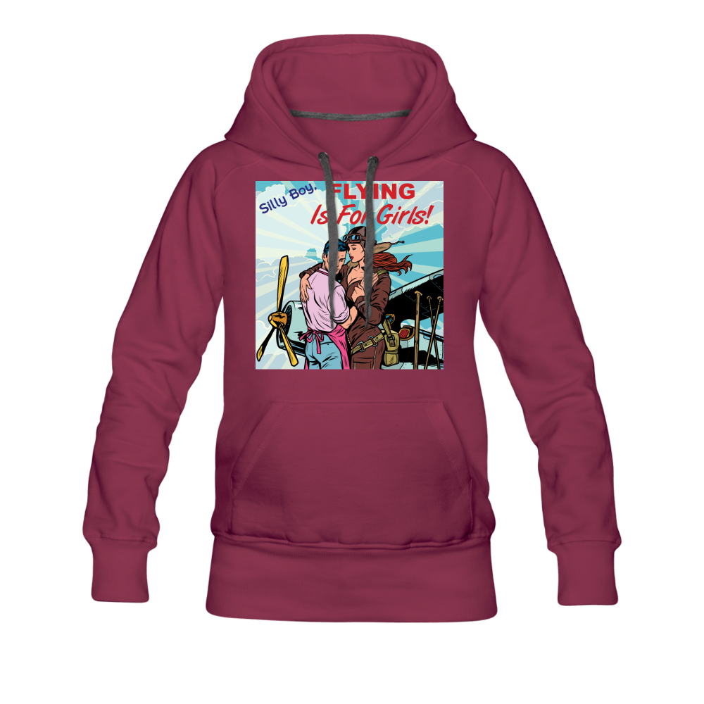 Flying Is For Girls - Women’s Premium Hoodie - burgundy