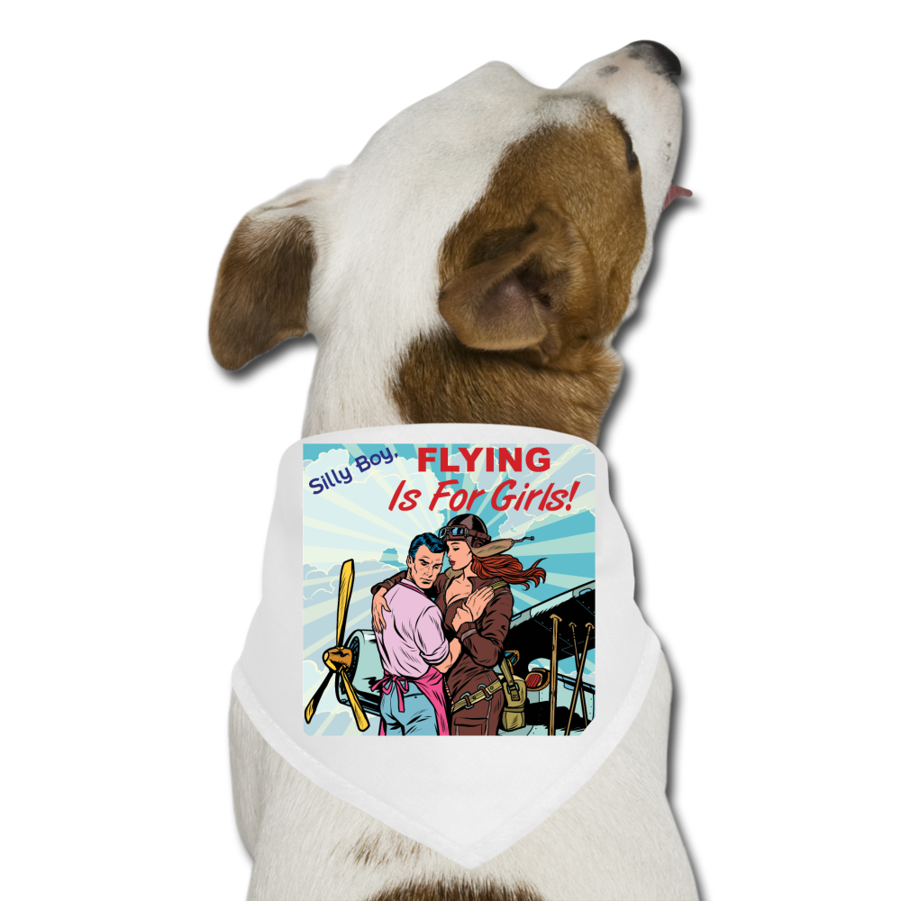 Flying Is For Girls - Dog Bandana - white