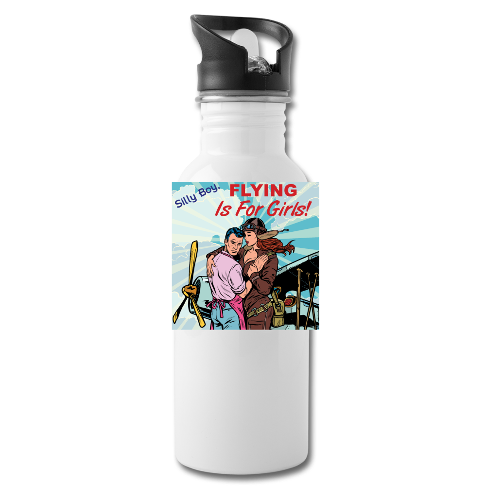 Flying Is For Girls - Water Bottle - white