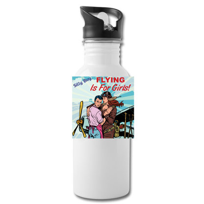 Flying Is For Girls - Water Bottle - white