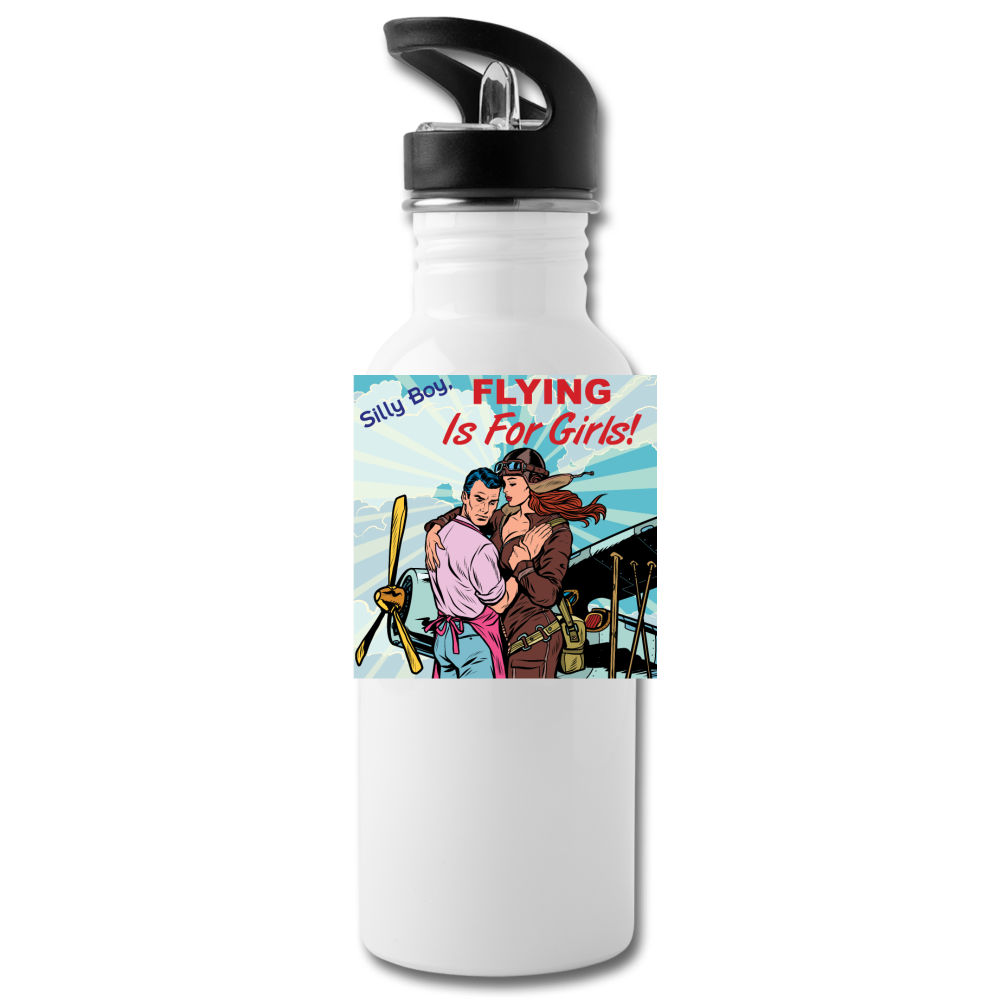 Flying Is For Girls - Water Bottle - white