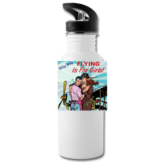 Flying Is For Girls - Water Bottle - white