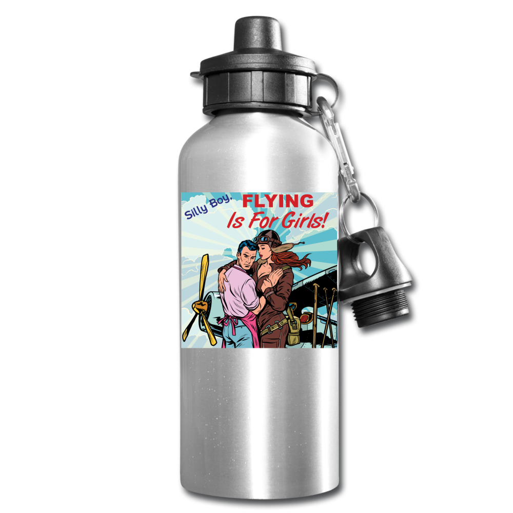 Flying Is For Girls - Water Bottle - silver