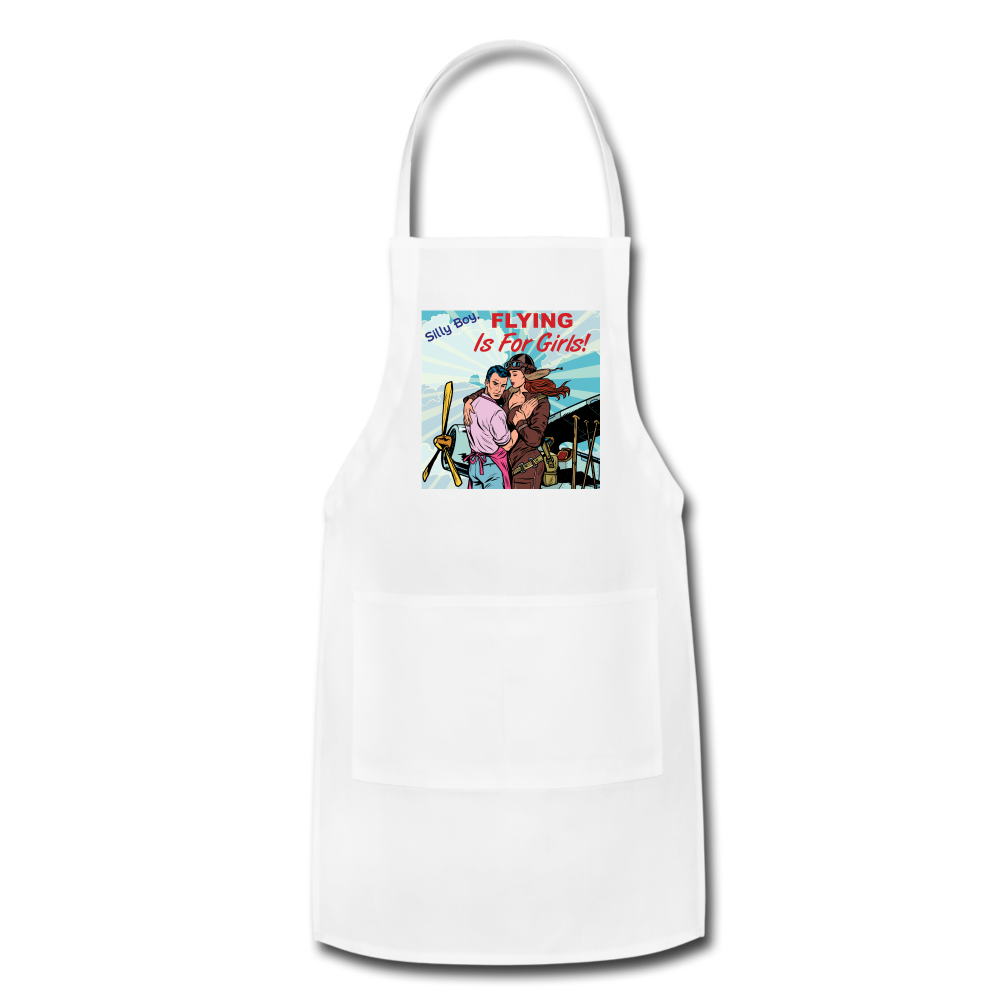 Flying Is For Girls - Adjustable Apron - white