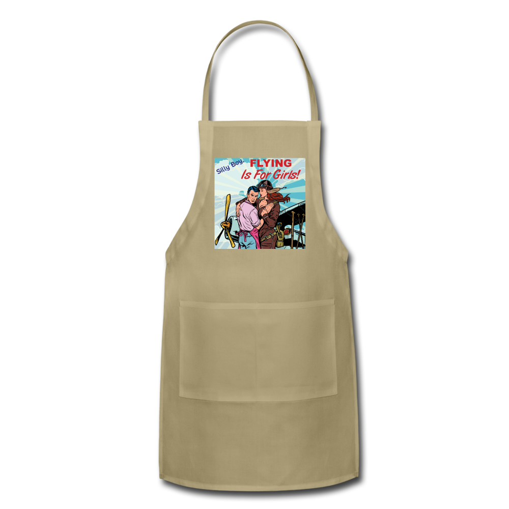 Flying Is For Girls - Adjustable Apron - khaki