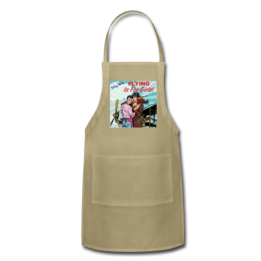 Flying Is For Girls - Adjustable Apron - khaki