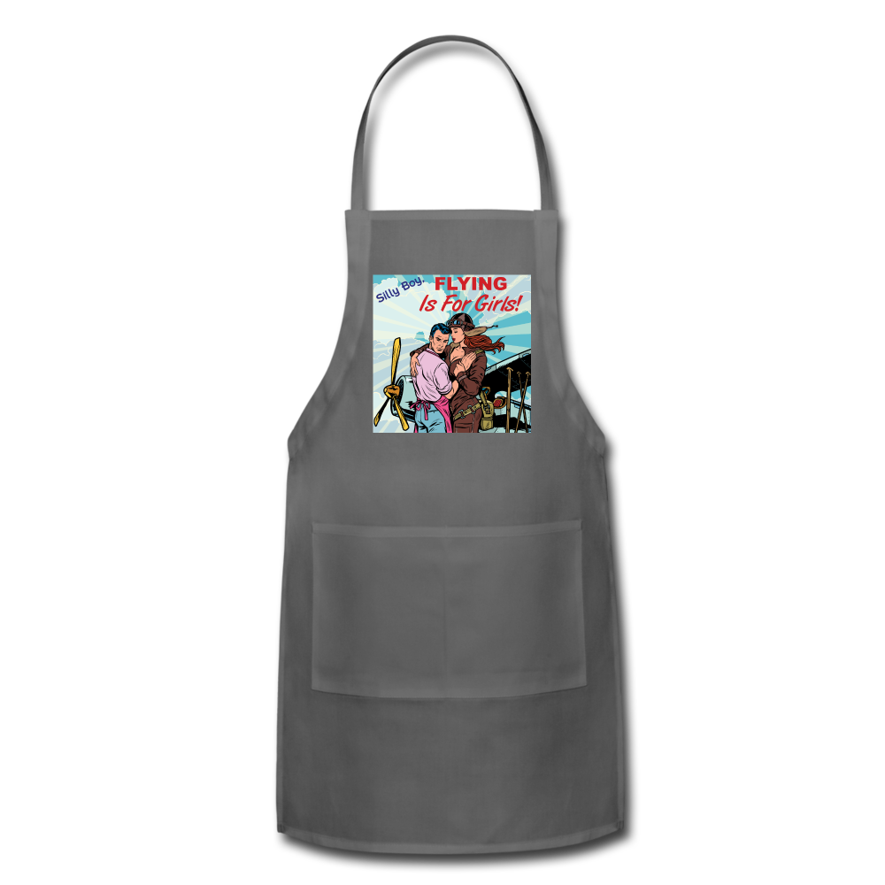 Flying Is For Girls - Adjustable Apron - charcoal