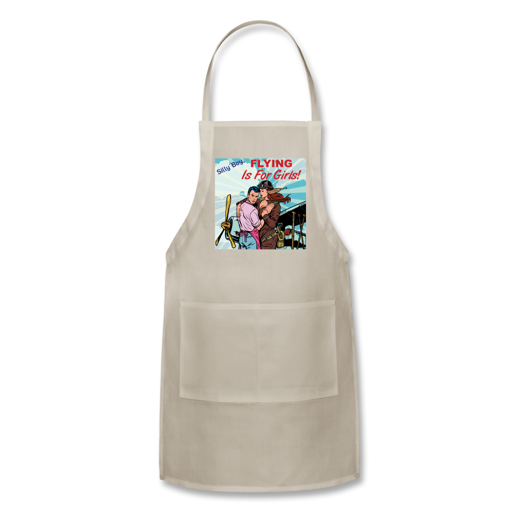 Flying Is For Girls - Adjustable Apron - natural