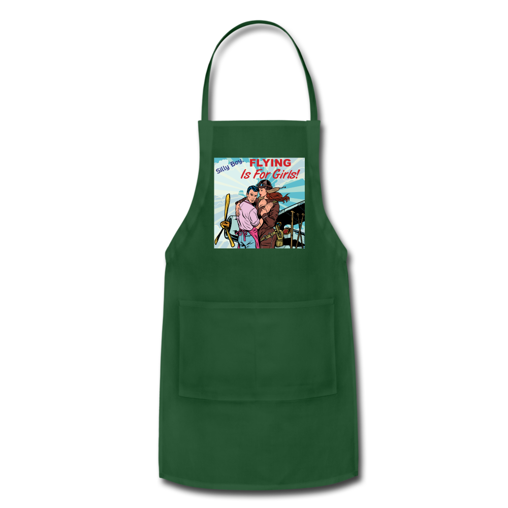 Flying Is For Girls - Adjustable Apron - forest green