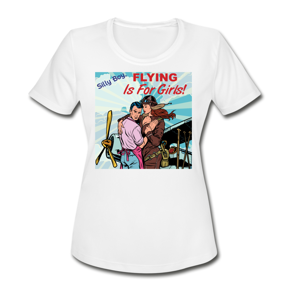 Flying Is For Girls - Women's Moisture Wicking Performance T-Shirt - white