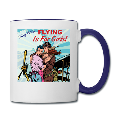 Flying Is For Girls - Contrast Coffee Mug - white/cobalt blue