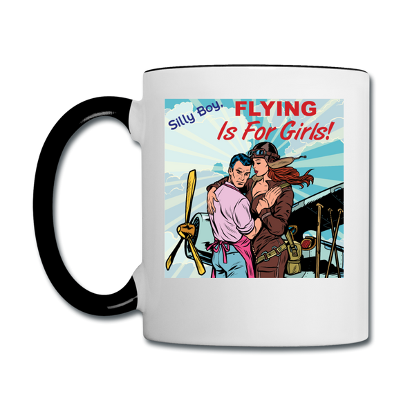 Flying Is For Girls - Contrast Coffee Mug - white/black