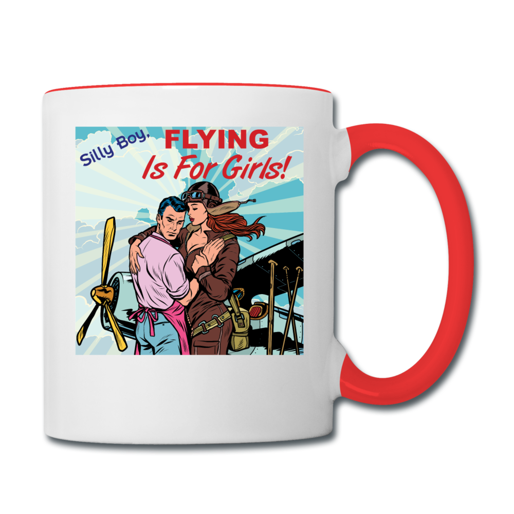 Flying Is For Girls - Contrast Coffee Mug - white/red