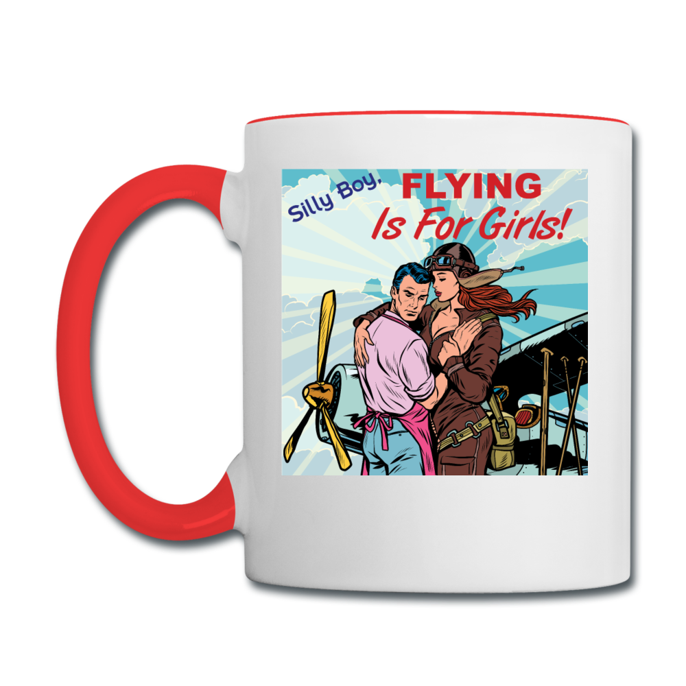 Flying Is For Girls - Contrast Coffee Mug - white/red