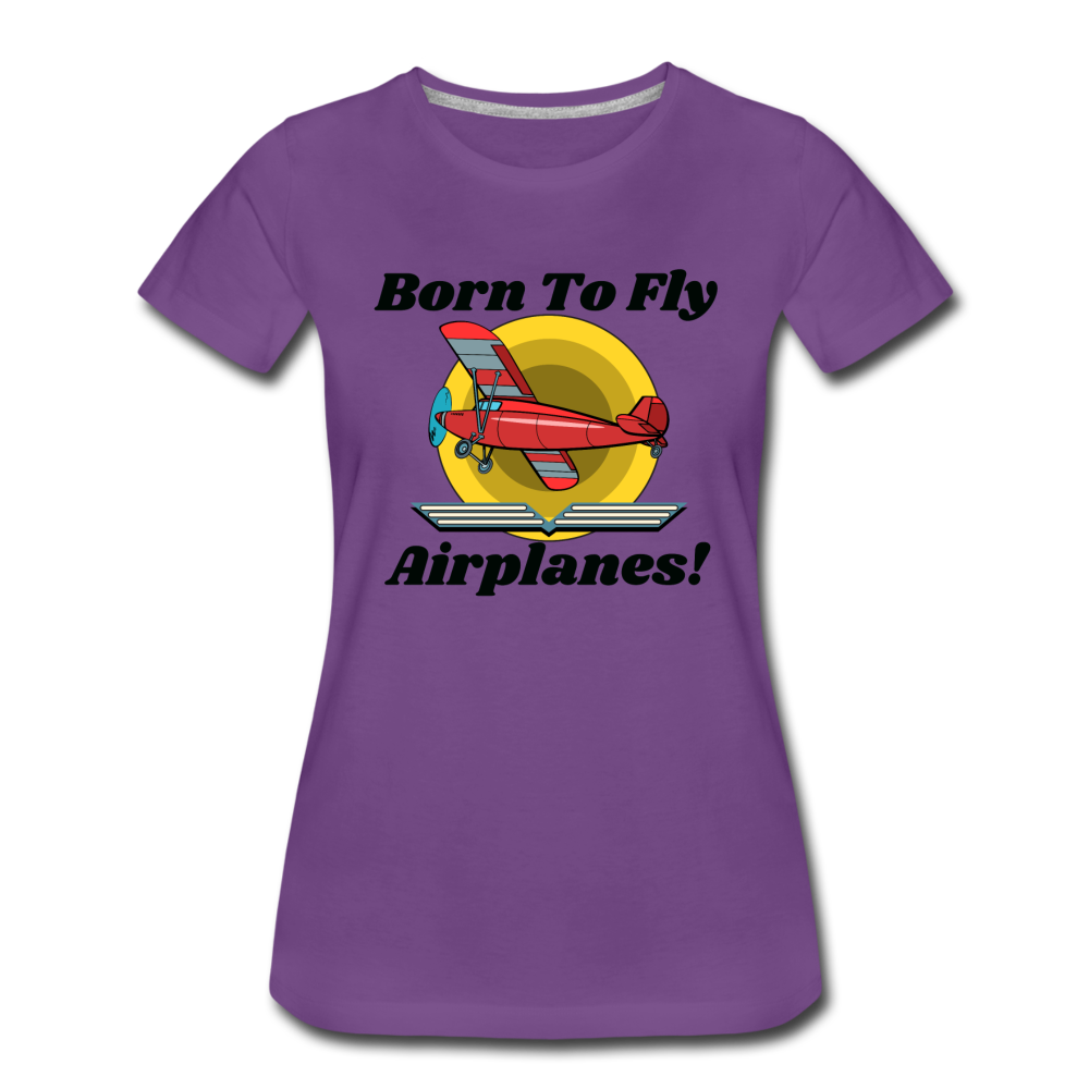 Born To Fly - Airplanes - Women’s Premium T-Shirt - purple