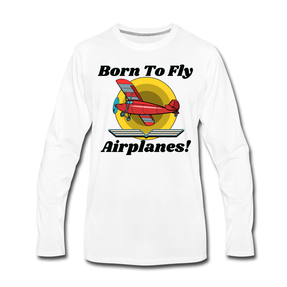 Born To Fly - Airplanes - Men's Premium Long Sleeve T-Shirt - white