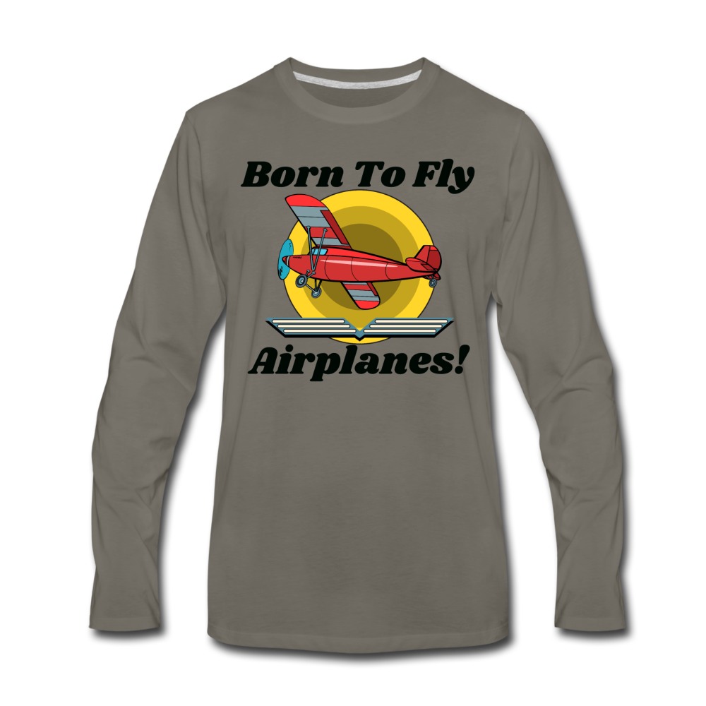 Born To Fly - Airplanes - Men's Premium Long Sleeve T-Shirt - asphalt gray