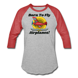 Born To Fly - Airplanes - Baseball T-Shirt - heather gray/red