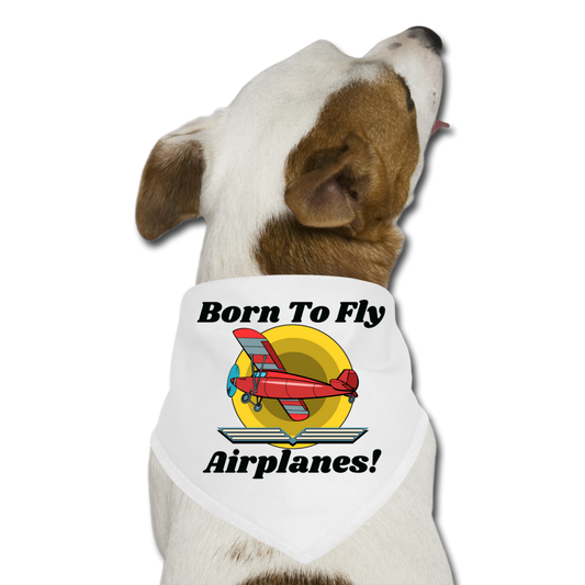 Born To Fly - Airplanes - Dog Bandana - white