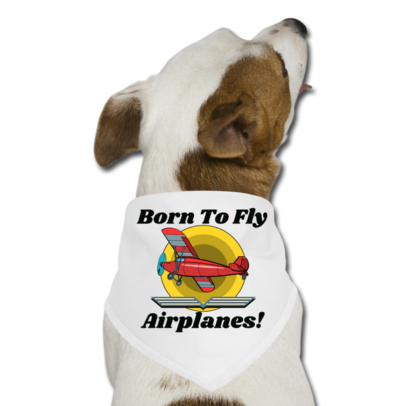Born To Fly - Airplanes - Dog Bandana - white