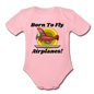 Born To Fly - Airplanes - Organic Short Sleeve Baby Bodysuit - light pink