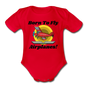 Born To Fly - Airplanes - Organic Short Sleeve Baby Bodysuit - red