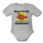 Born To Fly - Airplanes - Organic Short Sleeve Baby Bodysuit - heather gray