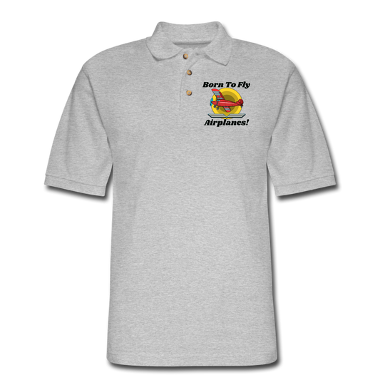 Born To Fly - Airplanes - Men's Pique Polo Shirt - heather gray