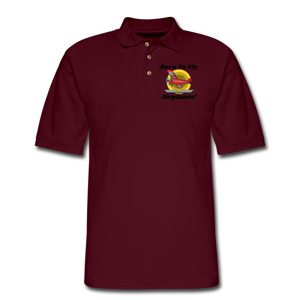 Born To Fly - Airplanes - Men's Pique Polo Shirt - burgundy