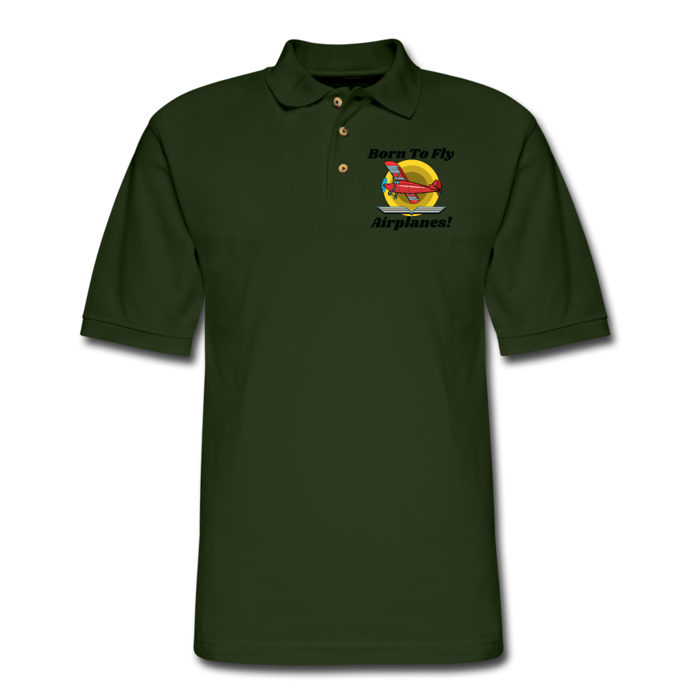 Born To Fly - Airplanes - Men's Pique Polo Shirt - forest green