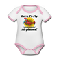 Born To Fly - Airplanes - Organic Contrast Short Sleeve Baby Bodysuit - white/pink