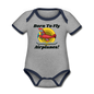 Born To Fly - Airplanes - Organic Contrast Short Sleeve Baby Bodysuit - heather gray/navy