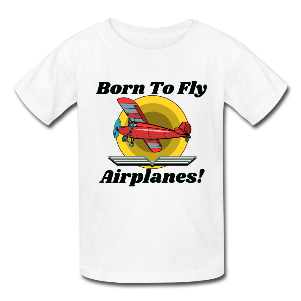 Born To Fly - Airplanes - Hanes Youth Tagless T-Shirt - white