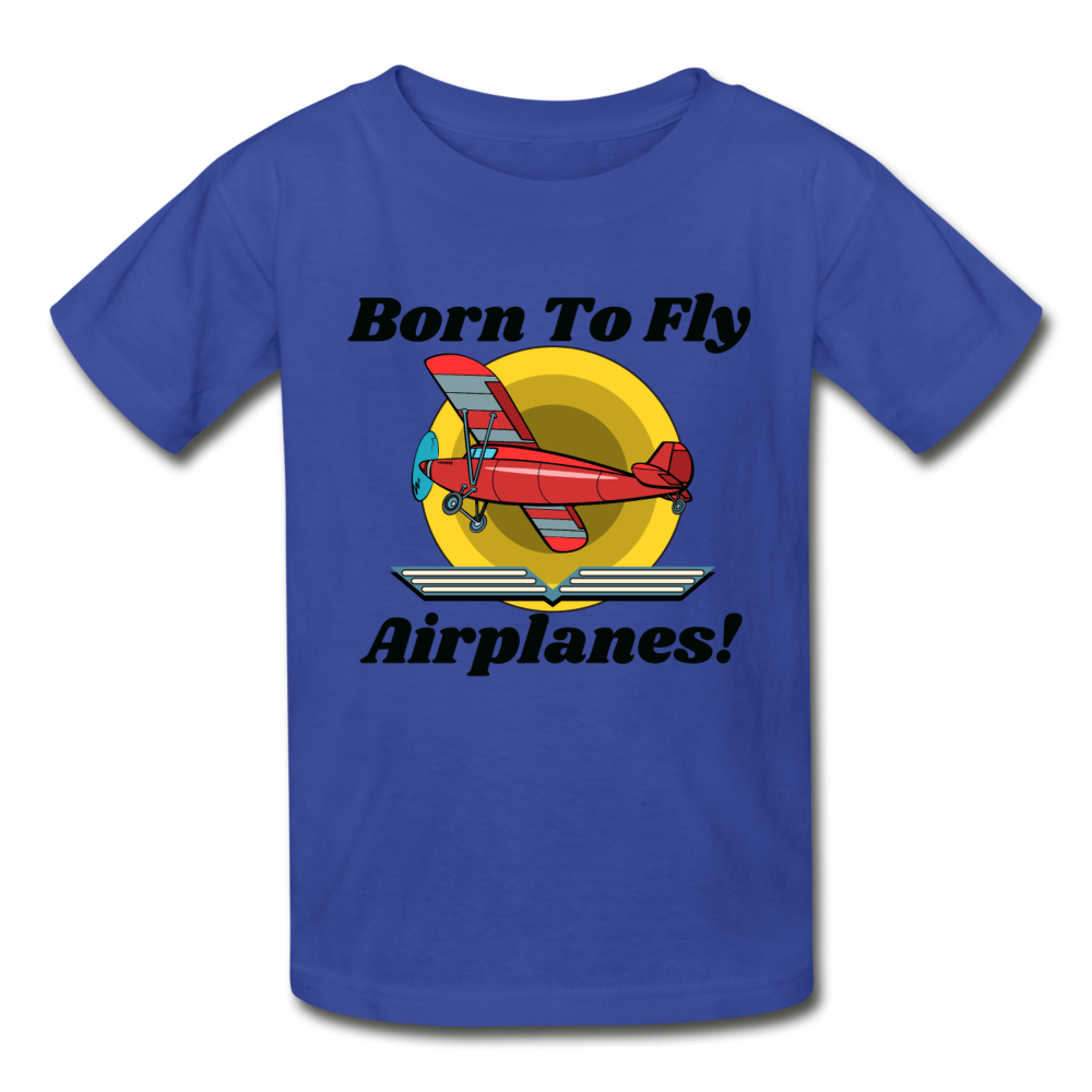 Born To Fly - Airplanes - Hanes Youth Tagless T-Shirt - royal blue