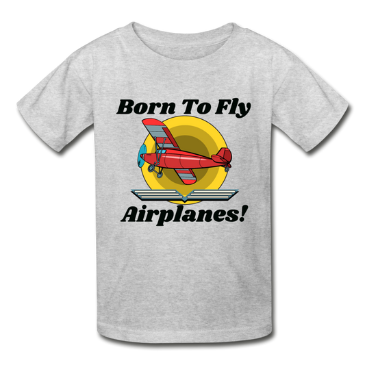 Born To Fly - Airplanes - Hanes Youth Tagless T-Shirt - heather gray