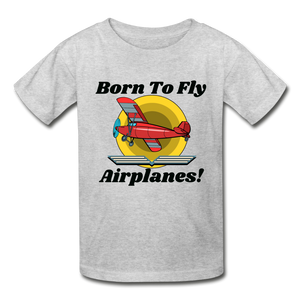 Born To Fly - Airplanes - Hanes Youth Tagless T-Shirt - heather gray