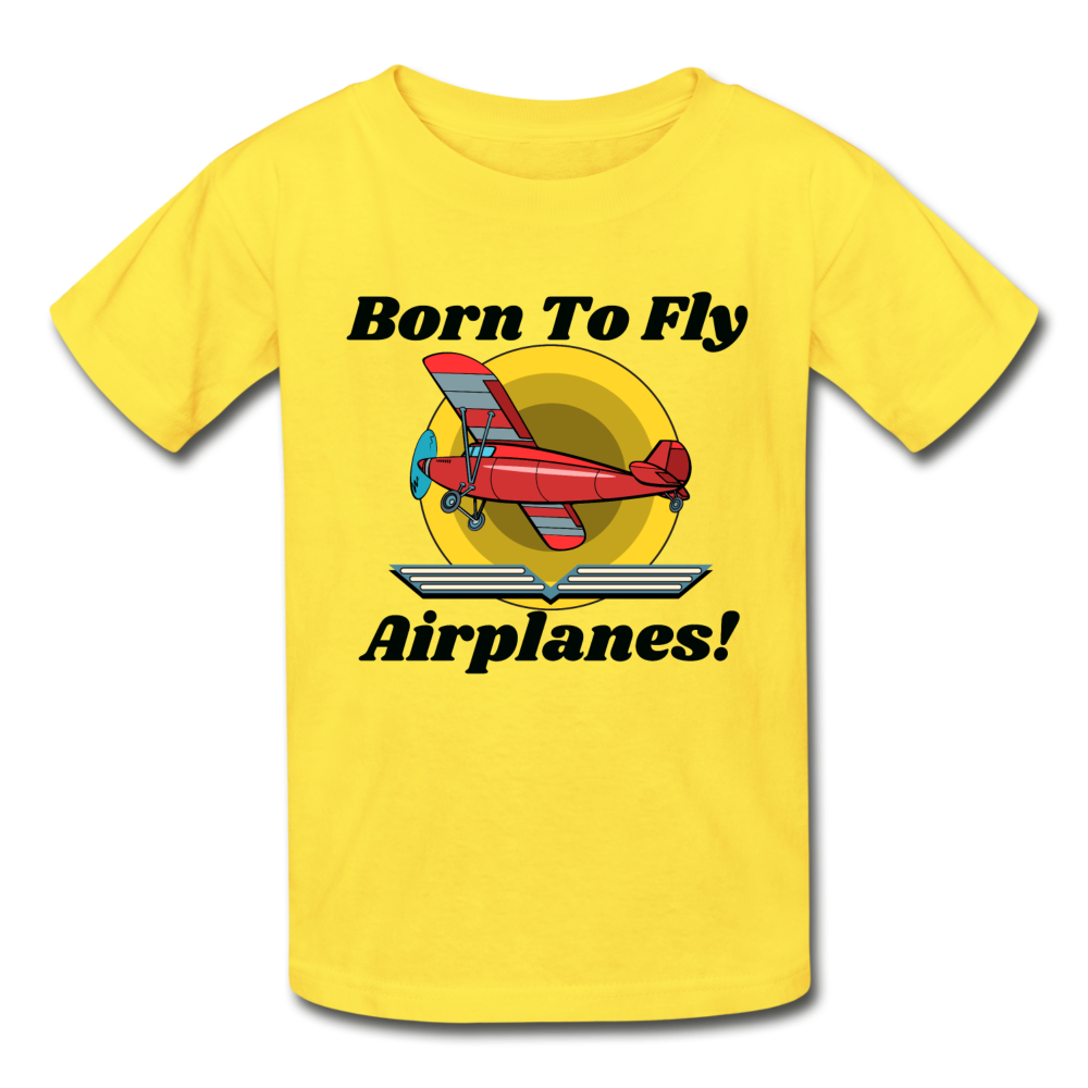 Born To Fly - Airplanes - Hanes Youth Tagless T-Shirt - yellow