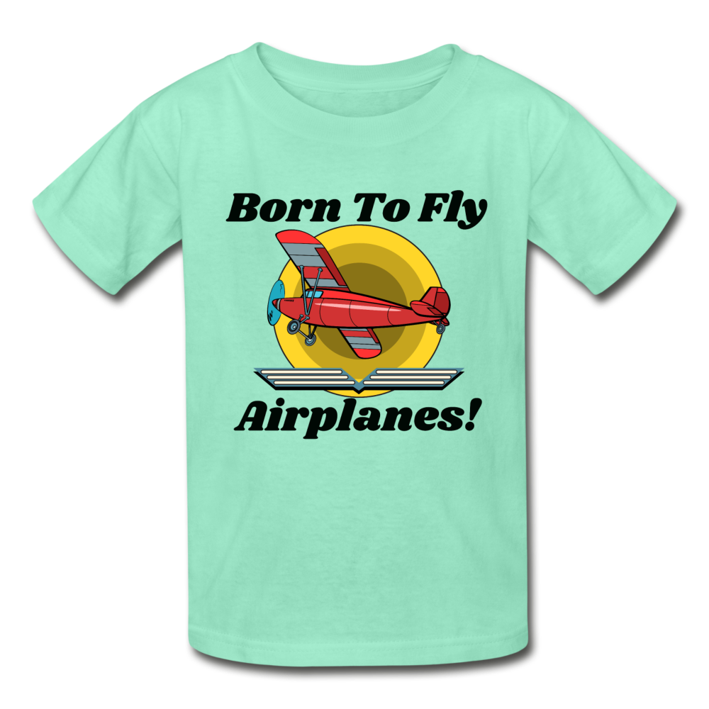 Born To Fly - Airplanes - Hanes Youth Tagless T-Shirt - deep mint