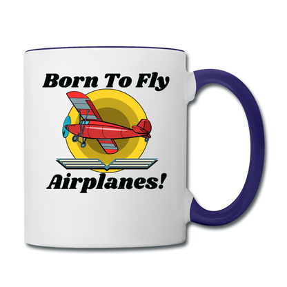 Born To Fly - Airplanes - Contrast Coffee Mug - white/cobalt blue