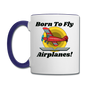 Born To Fly - Airplanes - Contrast Coffee Mug - white/cobalt blue