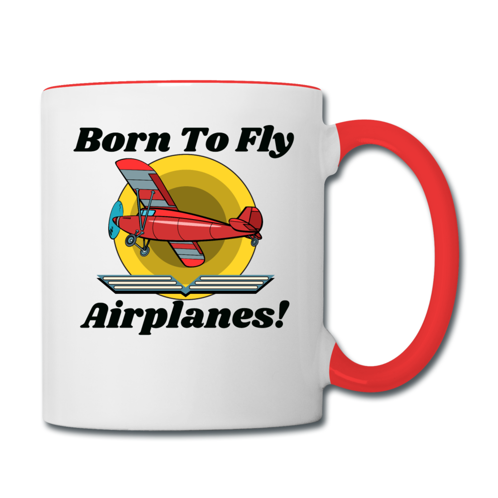 Born To Fly - Airplanes - Contrast Coffee Mug - white/red