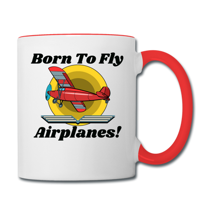 Born To Fly - Airplanes - Contrast Coffee Mug - white/red