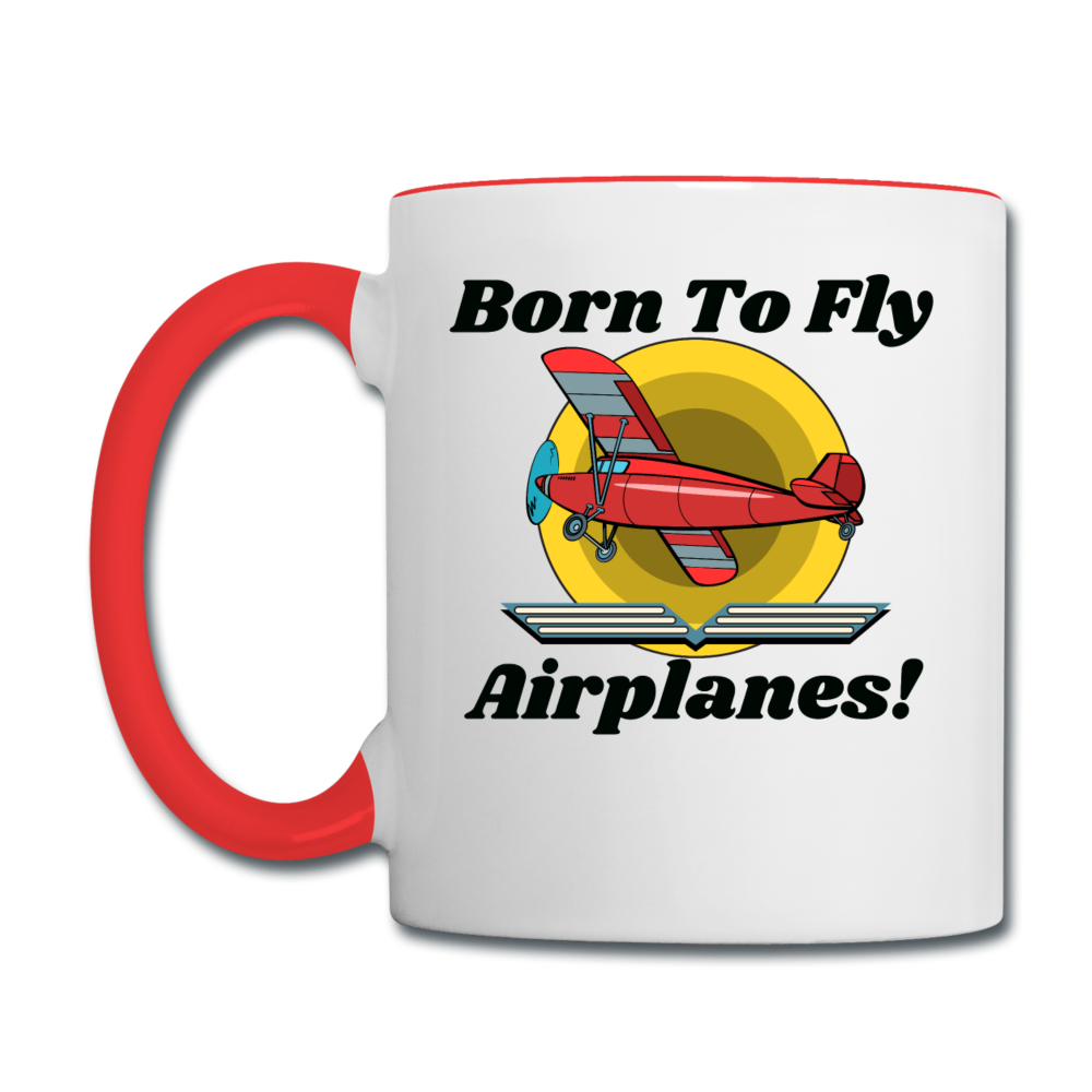 Born To Fly - Airplanes - Contrast Coffee Mug - white/red