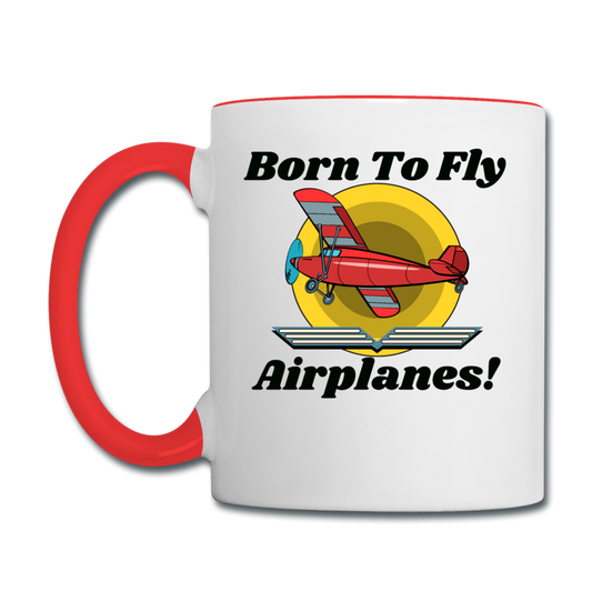 Born To Fly - Airplanes - Contrast Coffee Mug - white/red