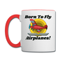 Born To Fly - Airplanes - Contrast Coffee Mug - white/red