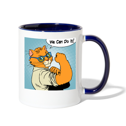 We Can Do It - Cat - Contrast Coffee Mug - white/cobalt blue